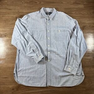 Polo Ralph Lauren Vtg Mens Shirt XXL Emmons Button Front Chambray Western Blue